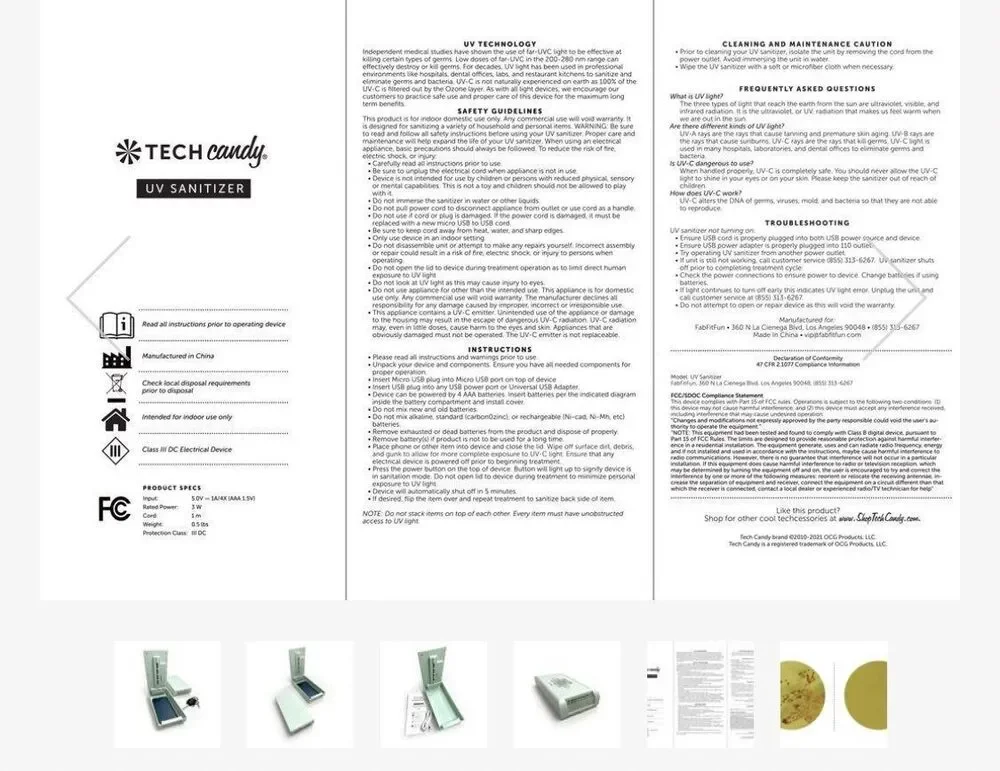 Tech candy UV SANITIZER : LIGHT MINT